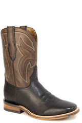 Men's Stetson Nolan Bison Boots Handcrafted Square Toe Black