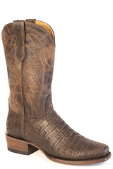 Men's Stetson Palmer Caiman Boots Handcrafted Square Toe Brown