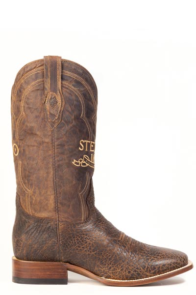 Men's Stetson Barkley Bison Boots Handcrafted Square Toe Brown