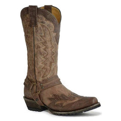 Men's Stetson Outlaw Rogue Biker Boots Handcrafted Square Toe Tan