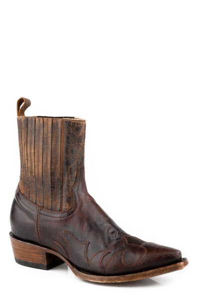 Women's Stetson Sidney Ankle Leather Boots Snip Toe Handcrafted Brown