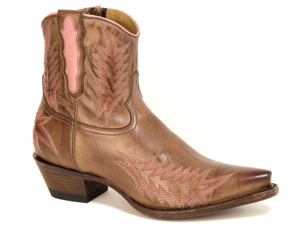 Women's Stetson Clara Leather Boots Handcrafted Snip Toe Brown
