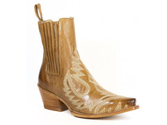 Women's Stetson Greta Leather Boots Snip Toe Handcrafted Gold