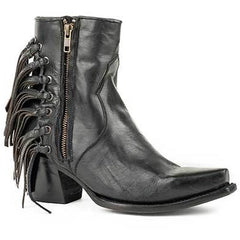 Women's Stetson Evie Leather Boots Handcrafted Black