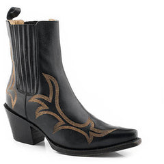 Women's Stetson Greta Ankle Leather Boots Handcrafted Black