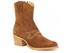 Women's Stetson Piper Suede Boots Snip Toe Handcrafted Brown