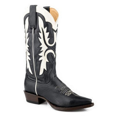 Women's Stetson Cheyenne Leather Boots Snip Toe Handcrafted Black