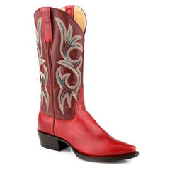 Women's Stetson Lauren Goat Boots Snip Toe Handcrafted Red
