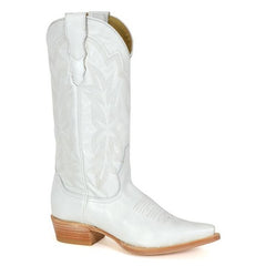Women's Stetson Casey Leather Boots Snip Toe Handcrafted White