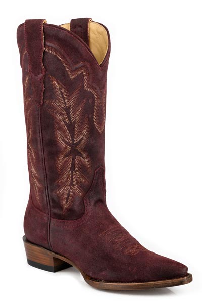 Women's Stetson Casey Leather Boots Snip Toe Handcrafted Wine
