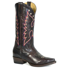 Women's Stetson Reagan Leather Boots Snip Toe Handcrafted Chocolate