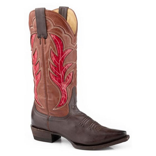 Women's Stetson Erin Leather Boots Snip Toe Handcrafted Brown