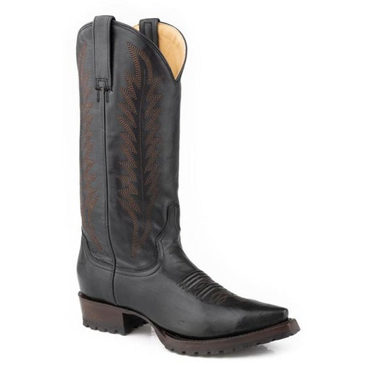 Women's Stetson Frankie Leather Boots Snip Toe Handcrafted Black