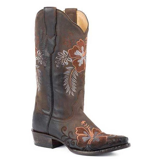 Women's Stetson Aloha Leather Boots Handcrafted Brown