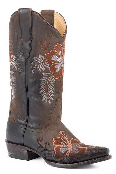Women's Stetson Aloha Leather Boots Handcrafted Brown