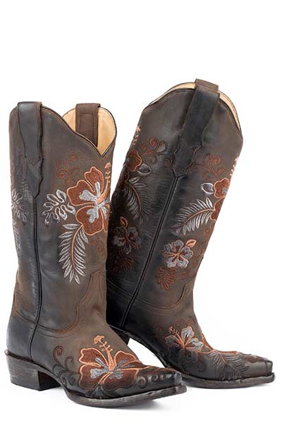 Women's Stetson Aloha Leather Boots Handcrafted Brown