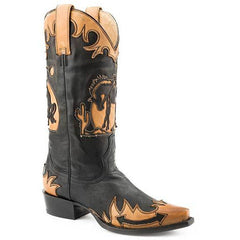 Women's Stetson Faye Leather Boots Handcrafted Black