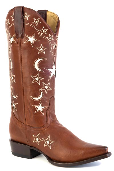 Women's Stetson Kit Leather Boots Handcrafted Brown
