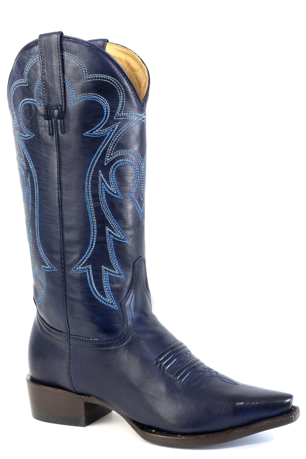 Women's Stetson Indigo Leather Boots Handcrafted Snip Toe Blue