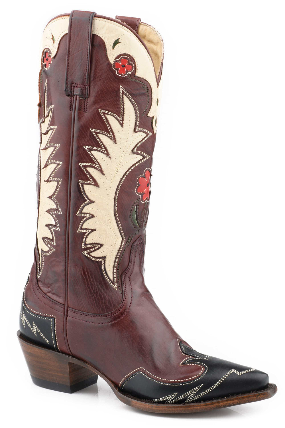 Women's Stetson Bonnie Leather Boots Handcrafted Snip Toe Wine