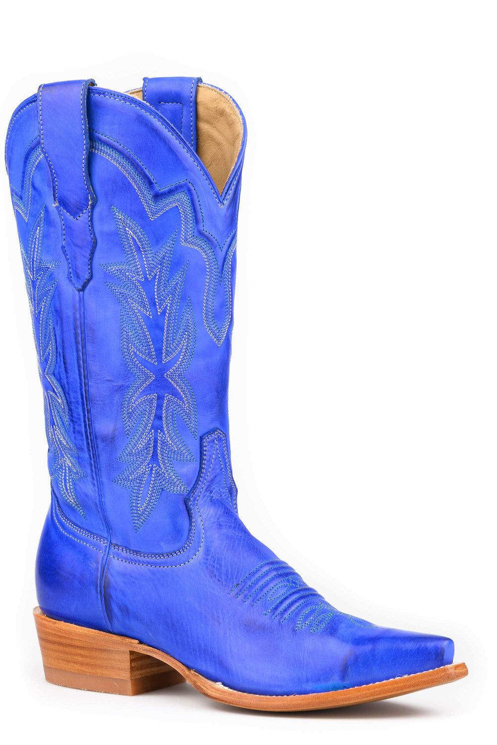 Women's Stetson Casey Leather Boots Handcrafted Snip Toe Blue