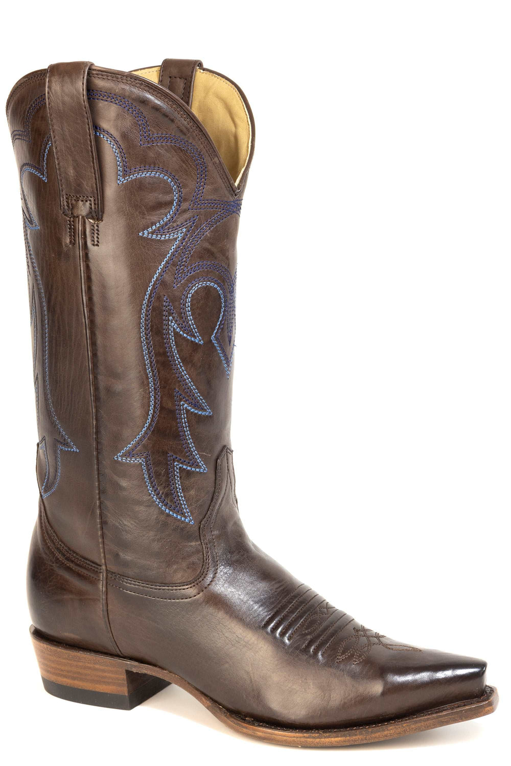 Women's Stetson Indigo Leather Boots Handcrafted Snip Toe Chocolate