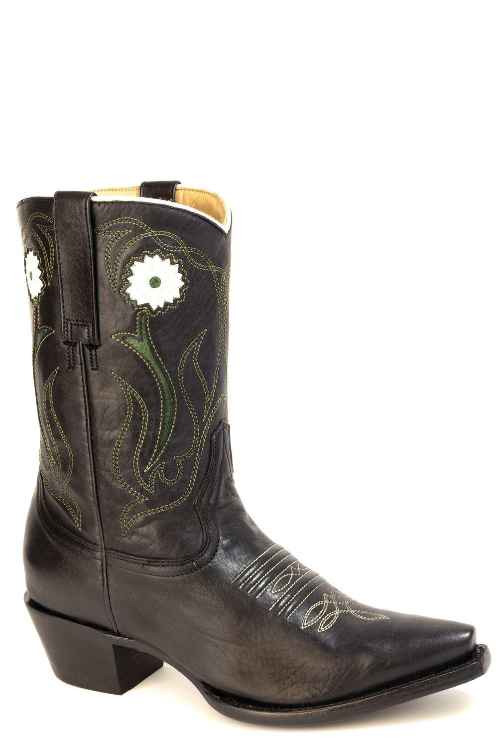 Women's Stetson Willow Leather Boots Handcrafted Snip Toe Black