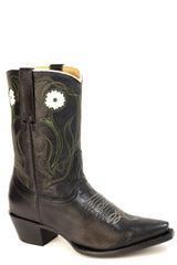 Women's Stetson Willow Leather Boots Handcrafted Snip Toe Black