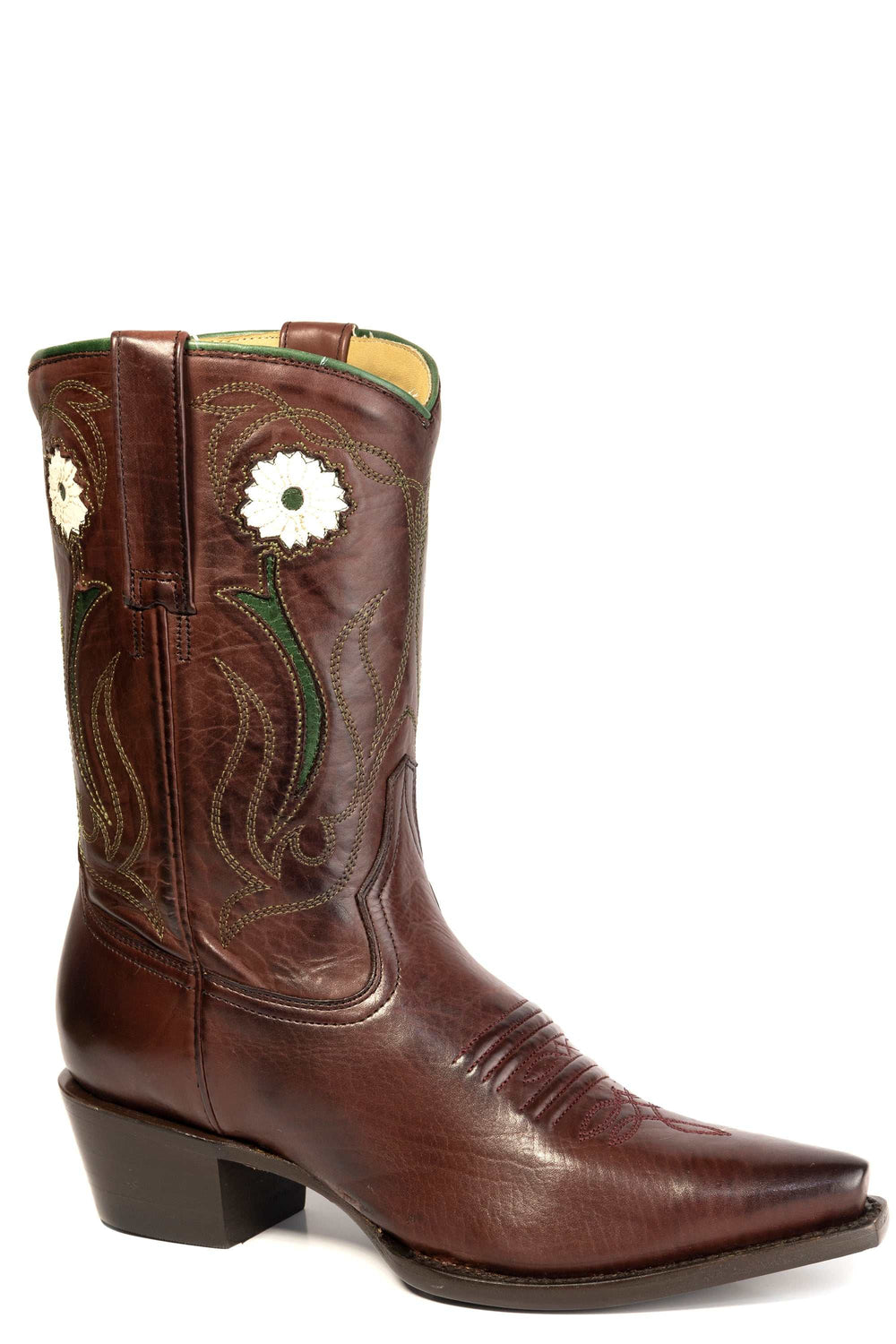 Women's Stetson Willow Leather Boots Handcrafted Snip Toe Wine