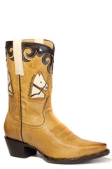 Women's Stetson Della Leather Boots Handcrafted Snip Toe Gold