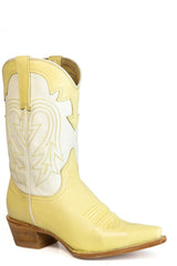 Women's Stetson Millie Leather Boots Handcrafted Snip Toe Butter Yellow