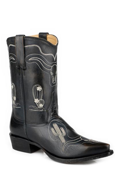 Women's Stetson Sedona Snip Leather Boots Snip Toe Handcrafted Black