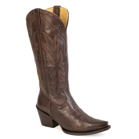 Women's Stetson Mae leather boots handcrafted brown snip toe cowboy boots