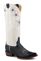 Women's Stetson Celeste Leather Boots Handcrafted Snip Toe Blue
