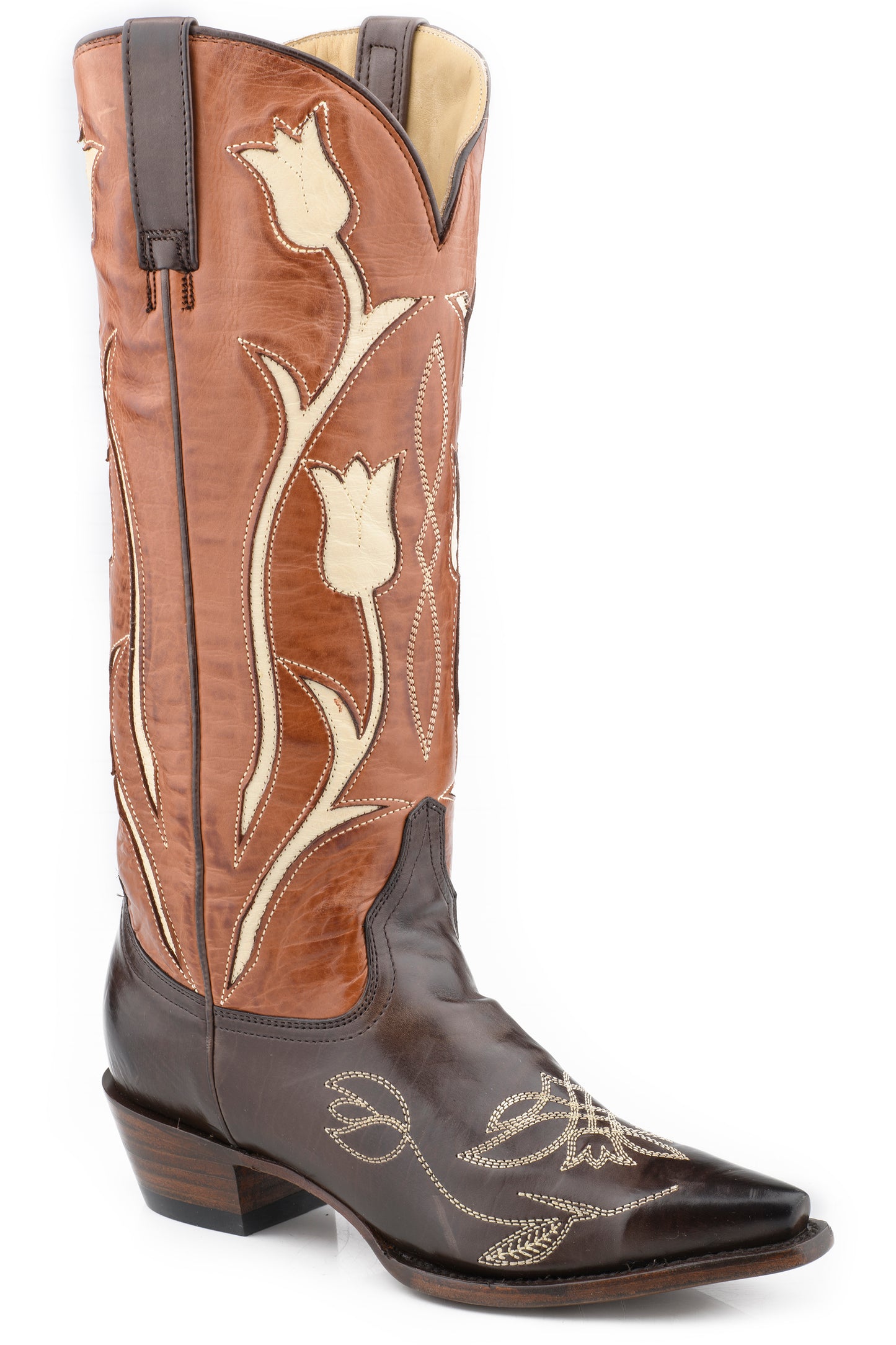 Women's Stetson Amelia Leather Boots Handcrafted Snip Toe Chocolate