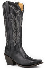 Women's Stetson Mae Leather Boots Handcrafted Snip Toe Black
