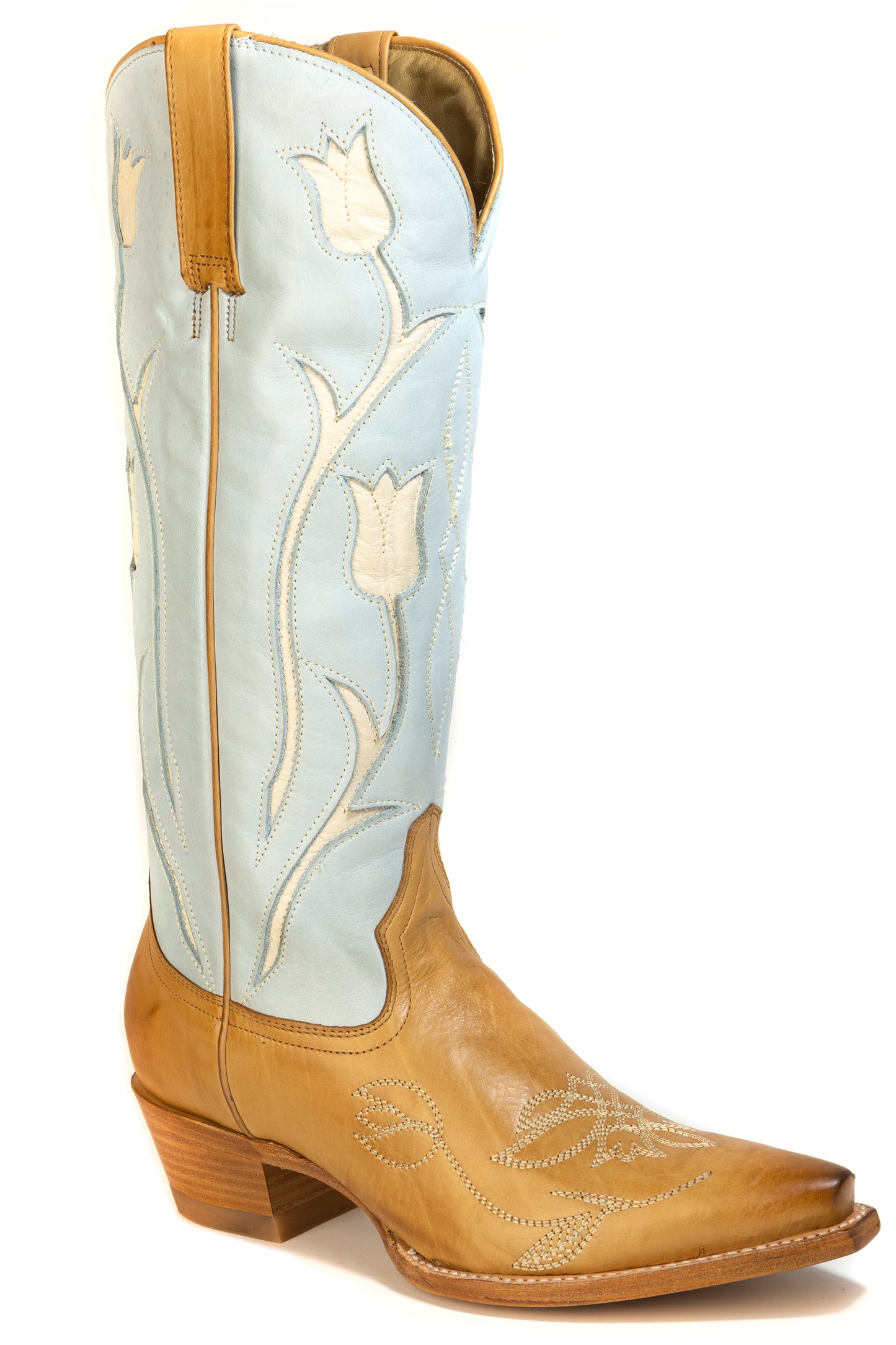 Women's Stetson Amelia Leather Boots Handcrafted Snip Toe Gold