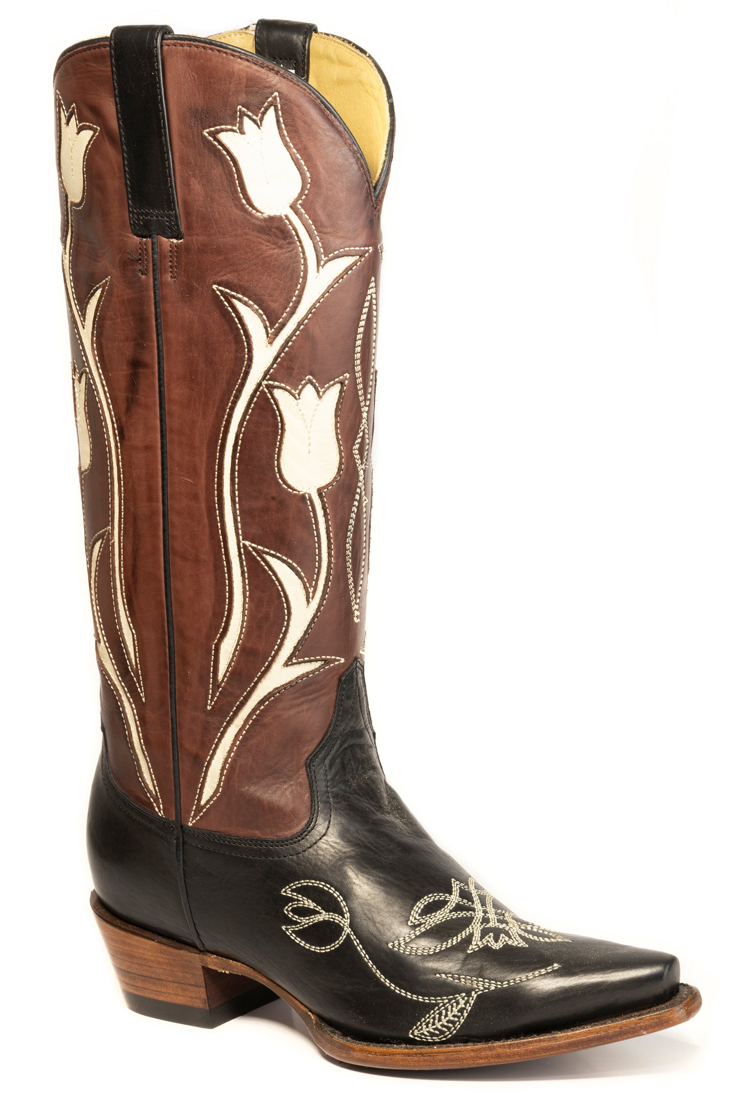 Women's Stetson Amelia Leather Boots Handcrafted Snip Toe Black