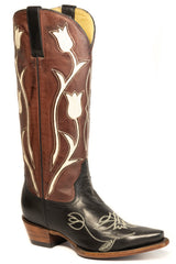 Women's Stetson Amelia Leather Boots Handcrafted Snip Toe Black