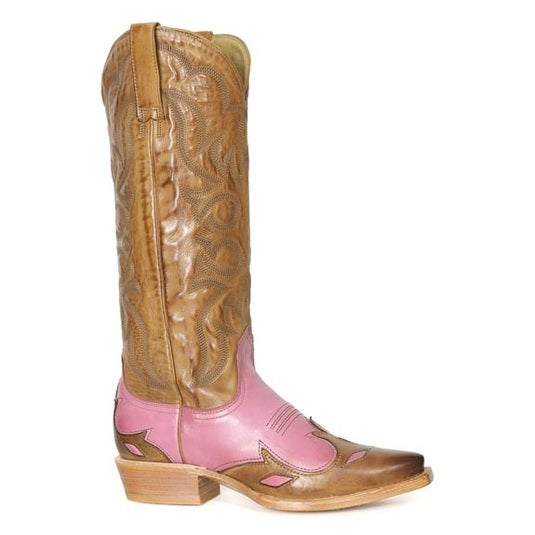 Stetson Laurel Lederstiefel für Damen, Snip Toe, handgefertigt, Rosa