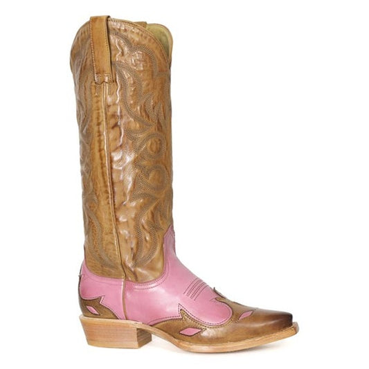 Women's Stetson Laurel Leather Boots Snip Toe Handcrafted Pink