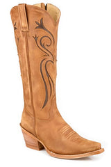 Women's Stetson Maci Leather Boots Snip Toe Handcrafted Brown