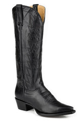 Women's Stetson Dove Leather Boots Snip Toe Handcrafted Black