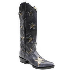 Women's Stetson Big Star Leather Boots Handcrafted Black