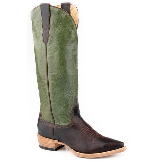 Women's Stetson Clover Leather Boots Snip Toe Handcrafted Brown