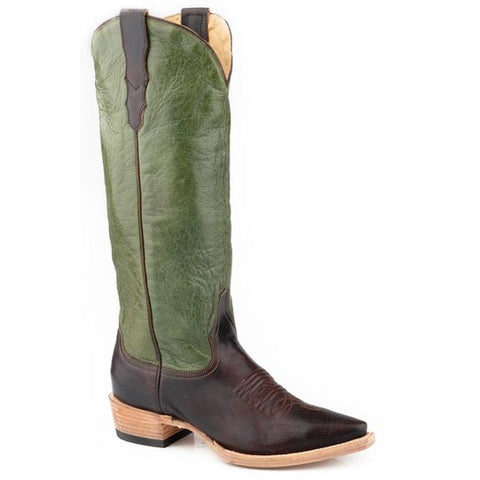 Women's Stetson Clover Leather Boots Snip Toe Handcrafted Brown