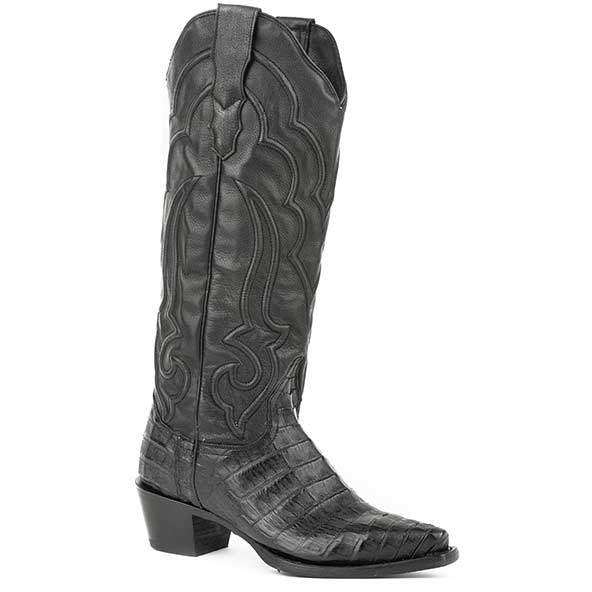 Damen Stetson Talita Caiman Stiefel Handgefertigt Schwarz