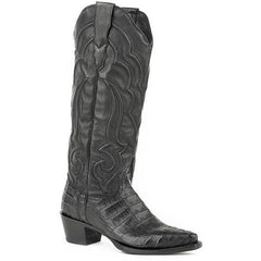Women's Stetson Talita Caiman Boots Handcrafted Black