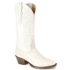 Women's Stetson Callie Ostrich Boots Handcrafted White