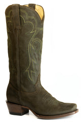 Women's Stetson Reese Suede Leather Boots Handcrafted Snip Toe Green